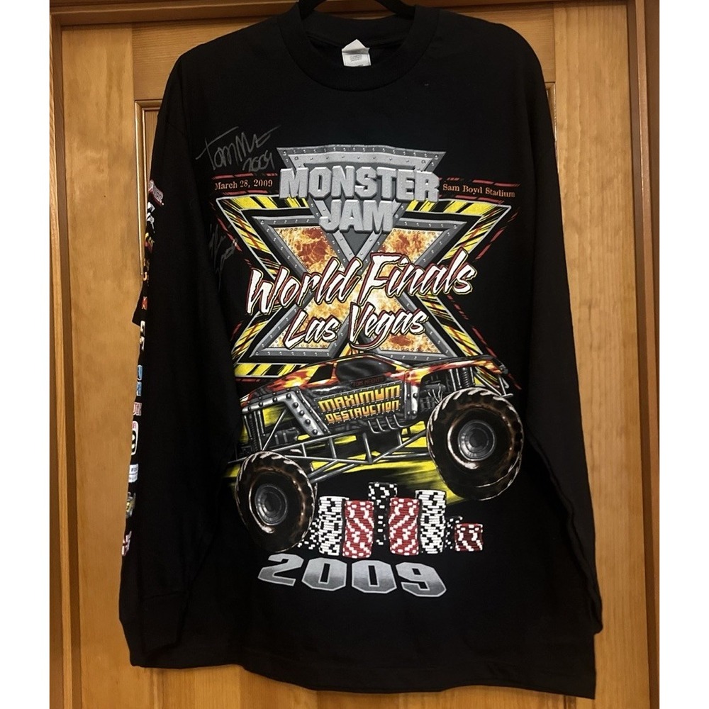 2009 Monster Jam World Finals Las Vegas Long Sleeve XL Shirt Black SIGNED